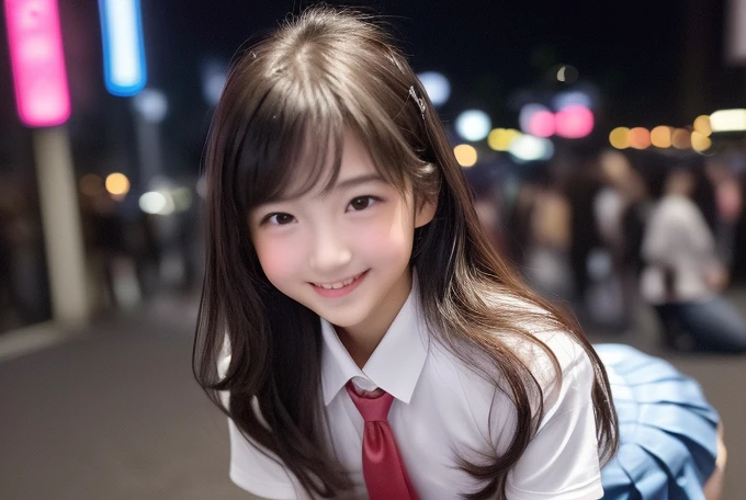 ((The japanese girl standing next to a Ducati motorcycle)), ((watching from away)), ((holding pink motorcycle helmet right hand))
((Full Body ))、((sideshot))、((small tits、small and flat chest))、 ((Short sleeve white blouse、Ultra mini pleated skirt in dark blue)), ((Red tie))、 ((Black boots))、((Kneeling prayer pose in church、Fold your hands))、((1In person))、((The background is the night club street crowded with sexy girl))、((lofty nose))、((Delicate body))、((vertical upper body))、((clean、masterpiece、Professional artwork、famousartwork))、((Perfect girl body))、((beautiful preteen girl)),((Cute face))、 Very light skin ,Semi-long hair, Wavy Hair , Brown hair,、 Photorealistic, direct lighting, Volumetric Lights, ultra-detailliert, Best Quality, Ultra-high resolution, nffsw, 8K Mastepiece, Best Quality, ((8years old、teens girl)),((big eye))、、Raw photo, absurderes, ((With smiling eyes、smile)), ((Opening Mouth)),