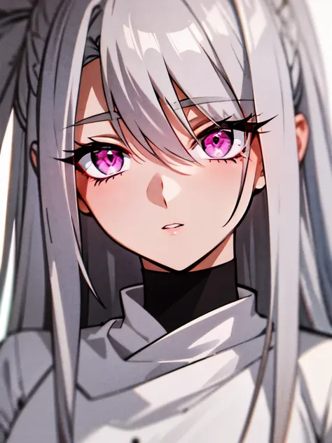 pink eyes　gray hair