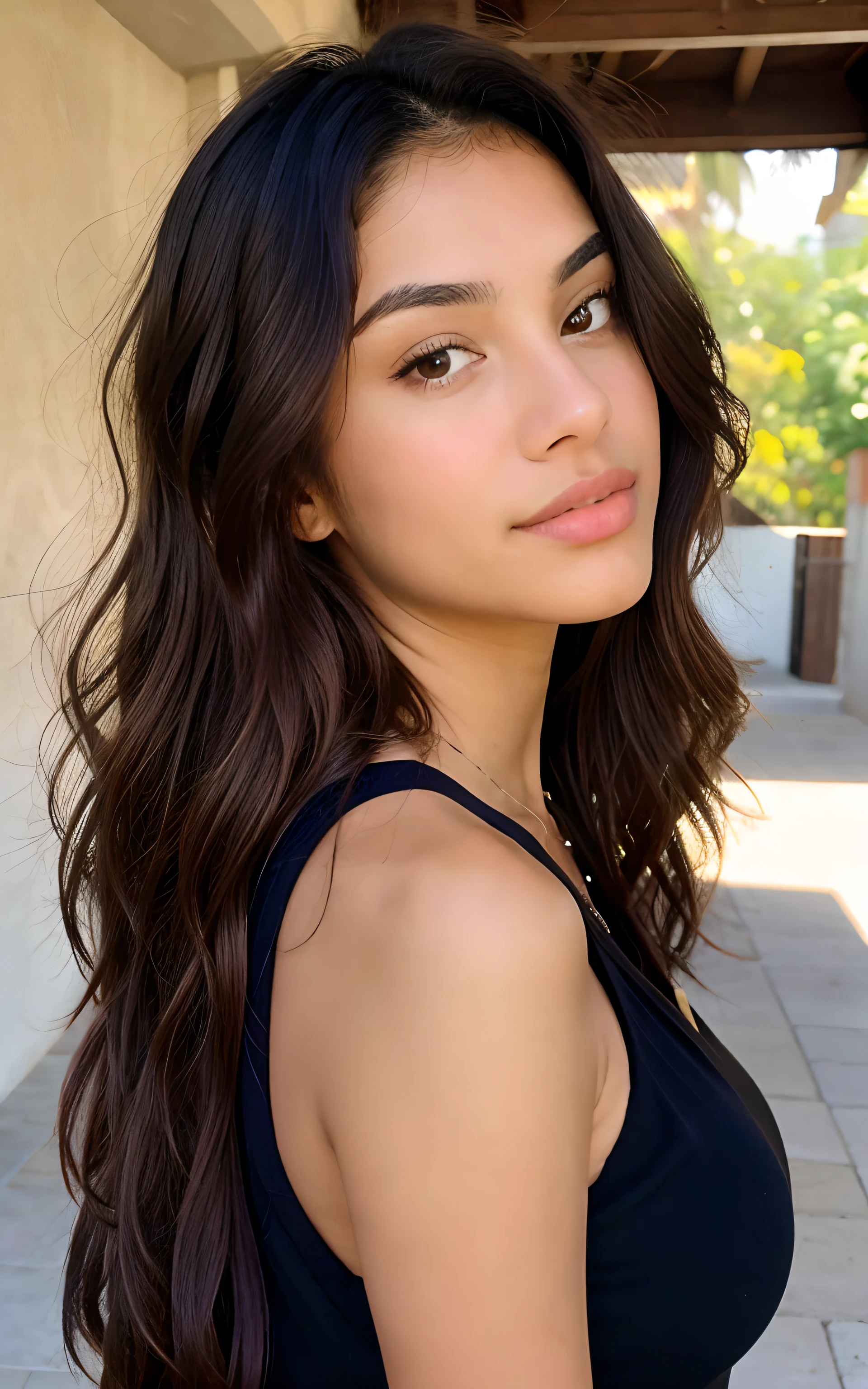 2 Chica Mexicana, Cabello ondulado largo, dark brown eyes, adolescente, chica caliente y amiga caliente
