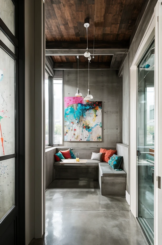 concrete housing、Fashionable、decorated with art、There is a sense of life、luxury、