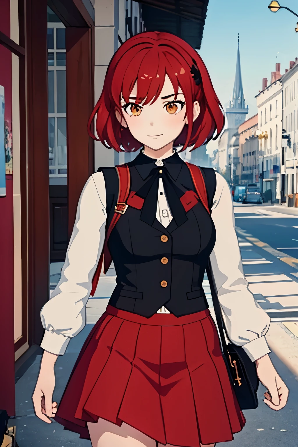 masterpiece, best quality, highly detailed, slight smile,
1girl, tall stature, Red eyes, red hair, long hair, twin braids,
detailed background, looking at viewer, outdoor, school, school_uniform, black jacket, White shirt, collared shirt, red skirt,
<lora:add_detail_v5:0.2>, <lora:EyesGen:0.25> , intricate iris, <lora:Flare_Corona_LoRA:0.8>