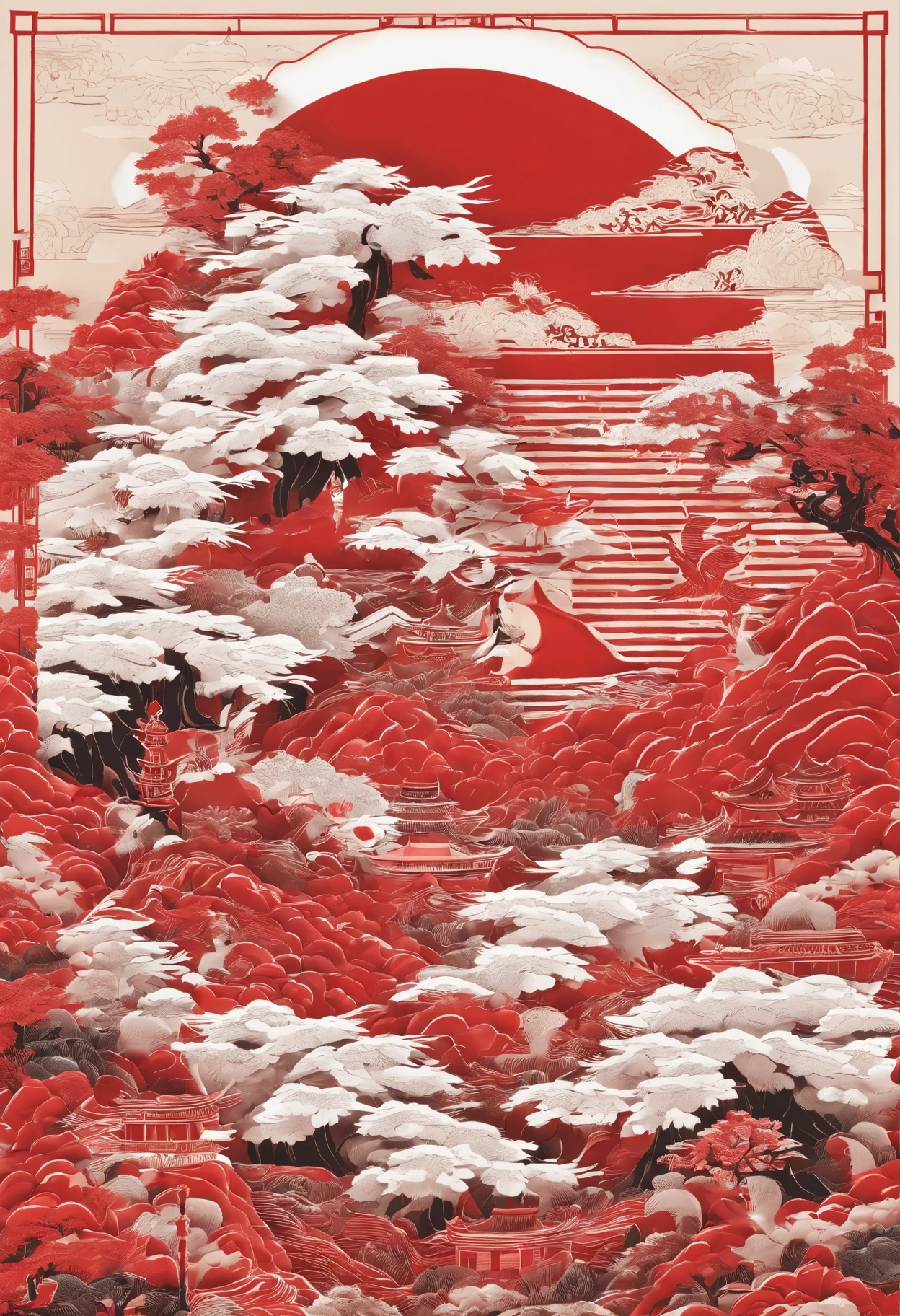 there is a red 龙 with a gold tail and a checkered hat, 受 Katsushika Ōi 启发的丝网印刷, 红迪特, 创作制作, big red 龙 flying above them, a red 龙, 今敏的风格, a 龙, red 龙, chinese 龙, 龙, the devil in hell as a 龙, 龙!