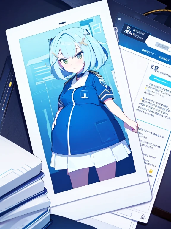 Masterpiece, best quality, pregnant, blue archive style, blue archive, full body
