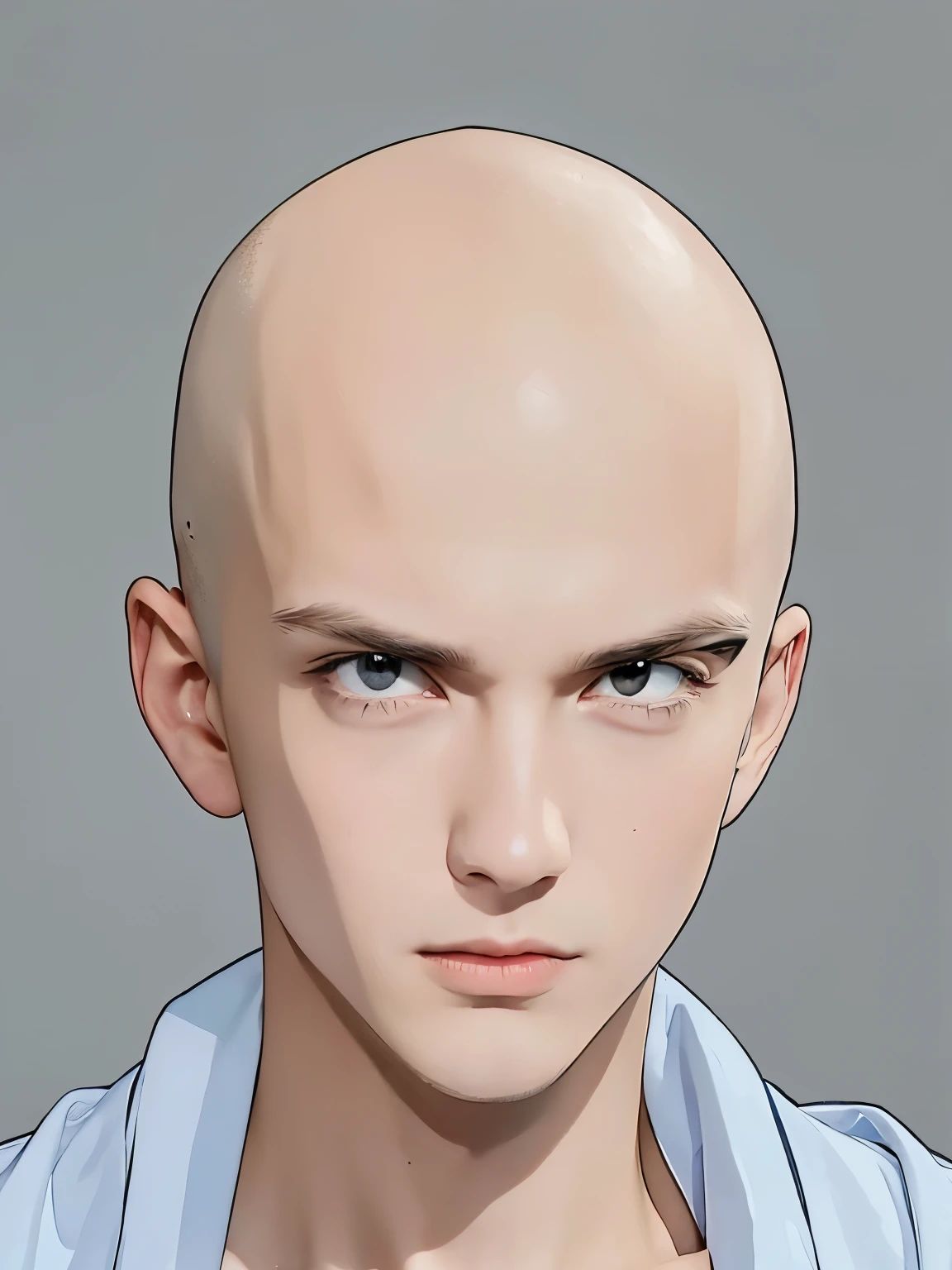 A realistic bald teenage boy, realistic handsome face, realistic cool expression, adapt equally realistic clothes,realistic light, realistic shadows, realistic background, realistic image quality,The image results are very good, ultra detail, realistic