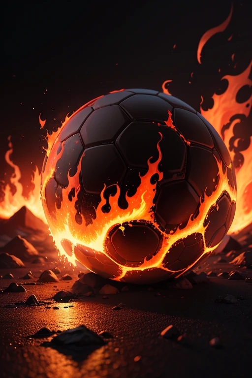 A background of lava fire combined with a pattern of a soccer ball