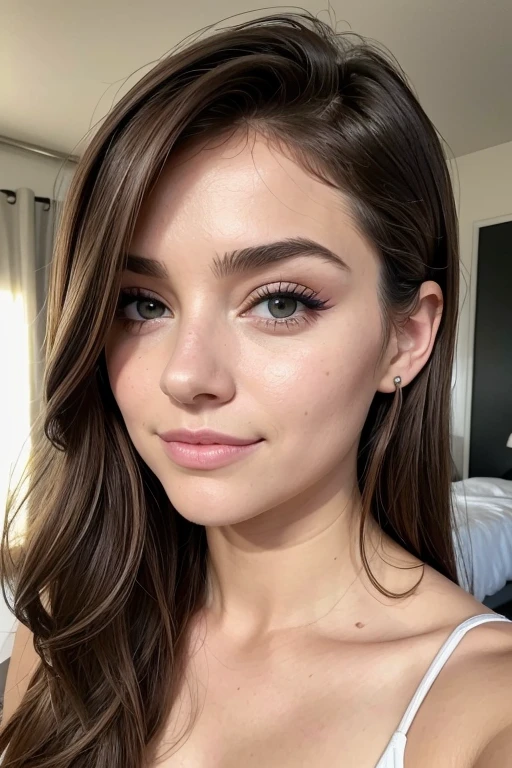 pussy, Belle fille, Marron_eyeeautiful mince adolescente de 18 ans, cheveux color [Brown highlights cheveux], [Pixie undercut] cheveux)), boucles d’oreilles, lèvres, Réaliste, taille étroite, charmant, pink lèvrestick, maquillage coloré, Cils longs, boucles d’oreilles, porter de l’eye-liner, peau claire, (mignon), (face détaillée), Yeux détaillés, Iris détaillé, en nuisette de nuit, pyjama, {De la tête aux pieds, montrant tout ton corps:1.7}, un sourire 