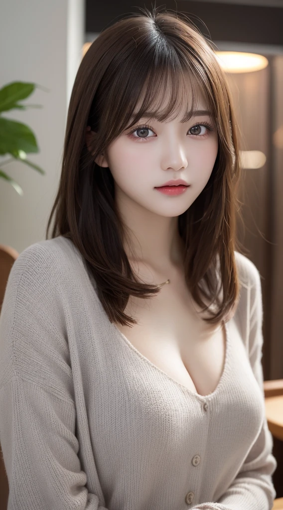 masutepiece, Best Quality, 
Ultra-detailed, finely detail, hight resolution, in 8K,
((Photorealsitic:1.4, Raw photography, 超A high resolution,Top image quality: 1.4)),
Wallpaper, 
((Composition including perfect whole body)), 
Beautiful detailed eyes, Natural Color Lip,
((lying on the bed:1.2)),
((Pull up your skirt:1.5)),
(()),
((Random and cute hairstyles)), 
((Random and cute poses)),
((Medium chest,cleavage of the breast:1.2)),
((Braless and sheer)),
((A big smile that makes you squint)),
((breastsout、under look eyes、Mole on the arm:0.9)),
((Frontal camera work:1.5)),
((on the bed:1.2)),
(()),, 
((Bring your chest together with your arms))
very detailed and professional lighting、
(((Loose long knitwear:1.5)))、
Put your shoulders out、
((baretop:1.5、Naked on the chest:1.5))、Sit down and put your hands in front of you、
((thigh visible、I almost see my panties..........Unbutton all front of the dress:1.5))、 Almost visible