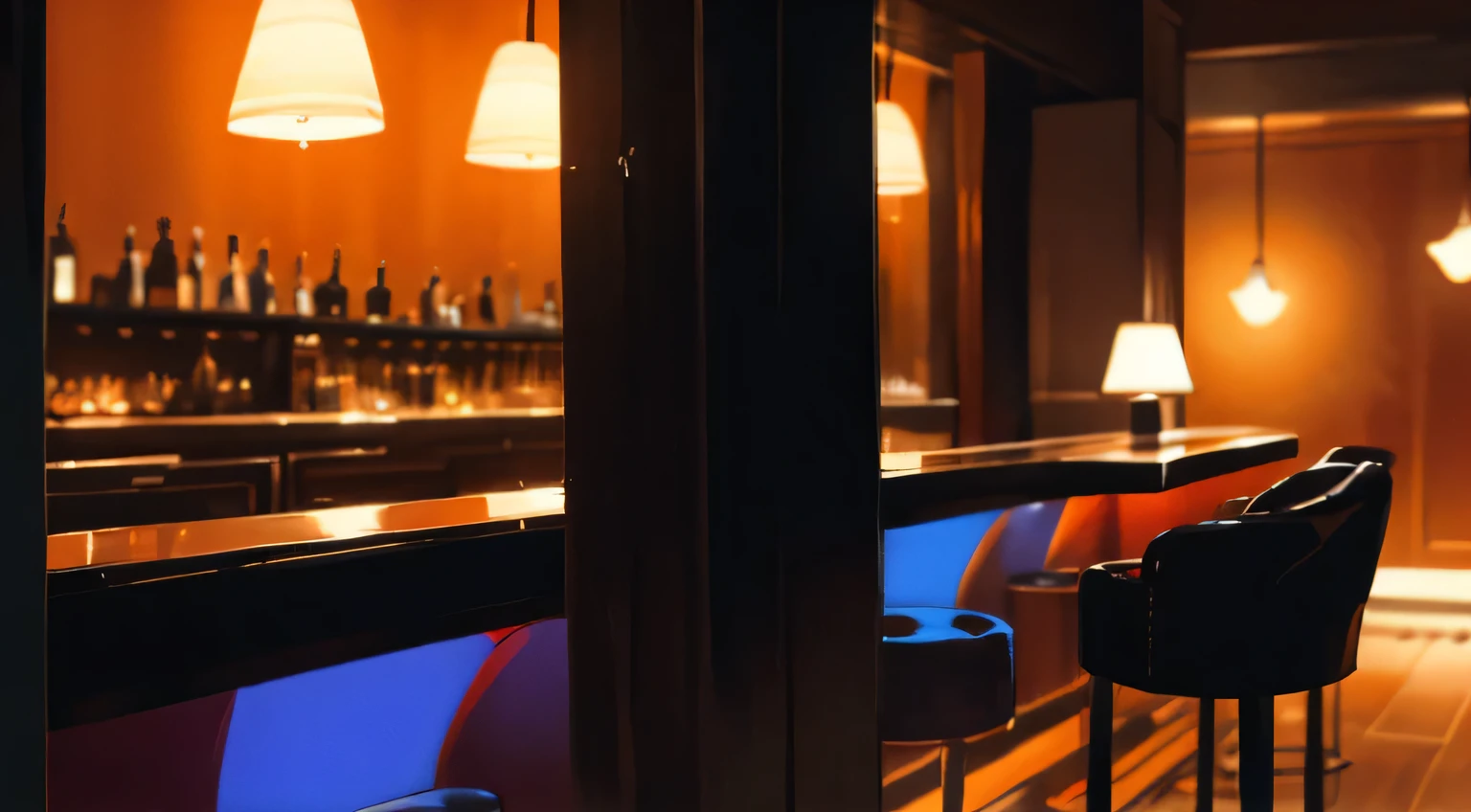high-end jazz bar, high res, ultrasharp, 8k, masterpiece, orange light