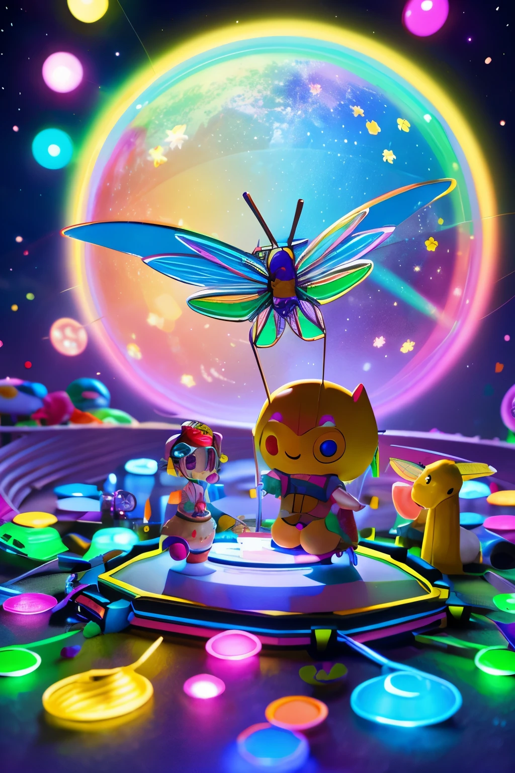 In this technological note wonderland, rainbow mechanical flowers release notes and colorful lights when touched. Children hold magic note sticks and create wonderful melodies with friendly mechanical creatures. The transparent rainbow-winged aircraft allows children to travel through the virtual music universe and embark on a creative technological adventure