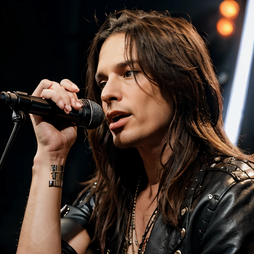 Faceman like Aerosmith vocalis steven tylor,in convert photography