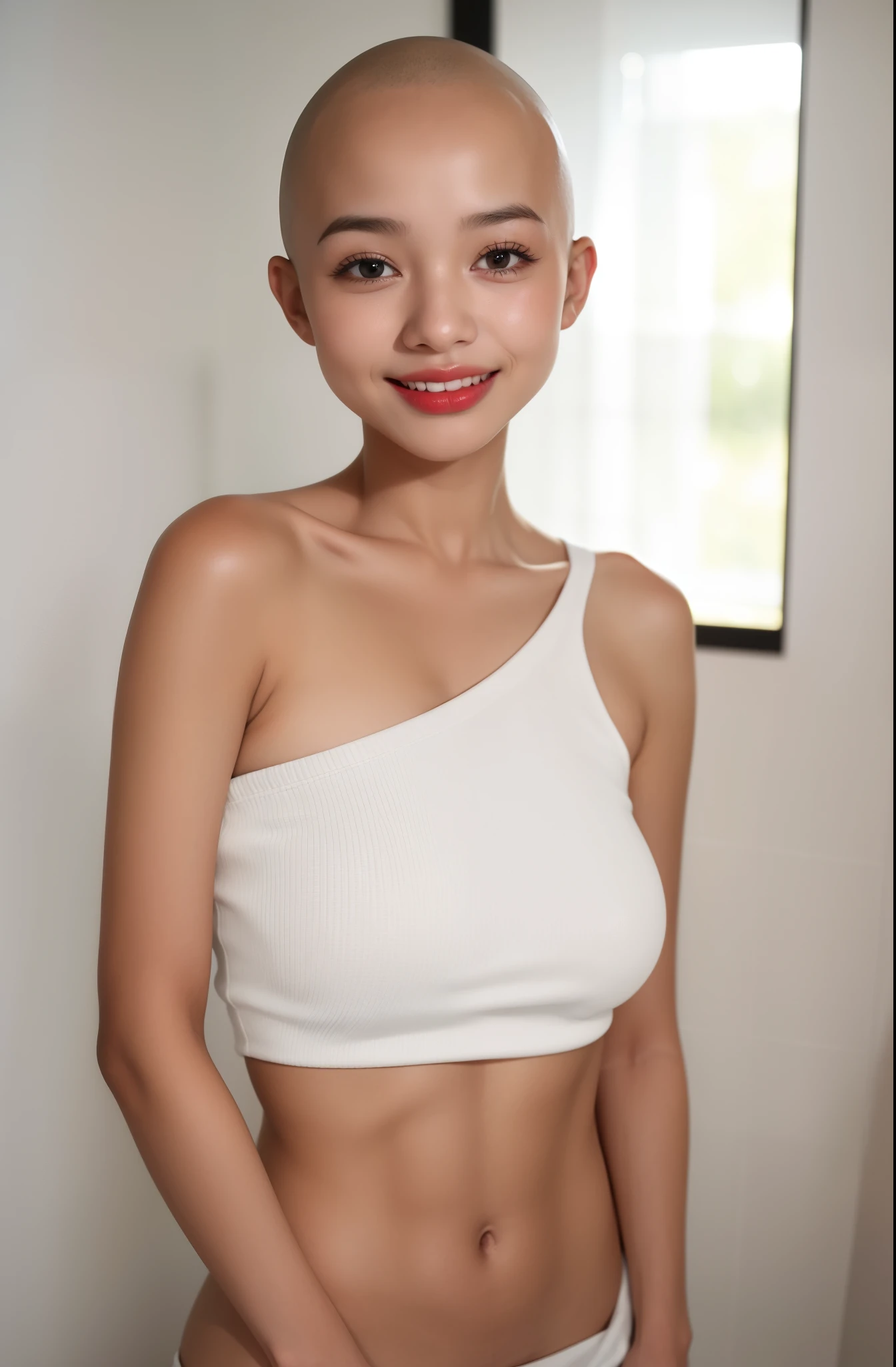 (Big Smile), *********** 11 years old with a bald head naked in the bathroom, Swollen nipples, (Shiny Skin), (Red Lips)