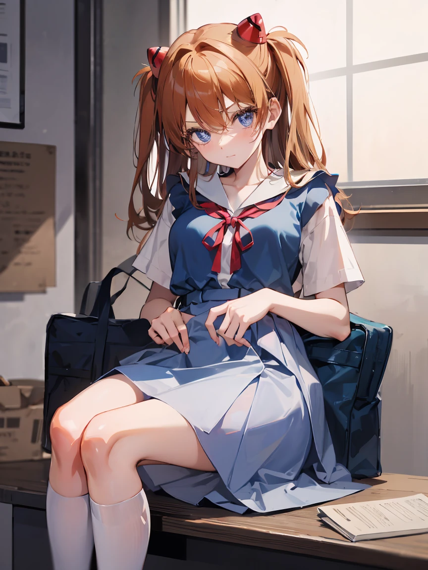 disposalで監禁され鎖で縛られたasuka langley soryu,chest and crotch exposed,blue eyes,hair between eyes,headware,interface headset,orange hair,赤いribbon、ribbon、school uniform、skirt、slip dress、slip dress、Tokyo No. 3 Middle School Uniforms,Handcuffed and restrained,disposal,disposalでレイプされている