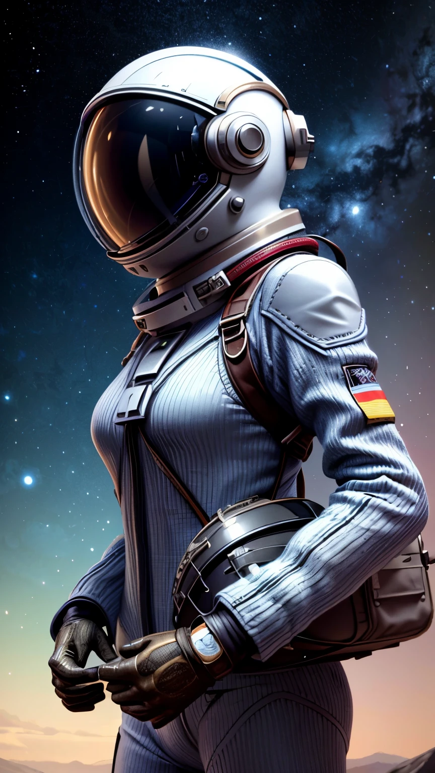 Astronauta, Chica futurista，CASCO ASTRONAUTA，Casco PUESTO，Fondo PLANETA DESERTICO，model shoot style, (Extremely detailed Cg Unity 8k wallpapers), Belleza estilizada abstracta,，Surrealismo, 8k, super detail, Mejor calidad, Premiado, anatomically correct, 16k, super detail