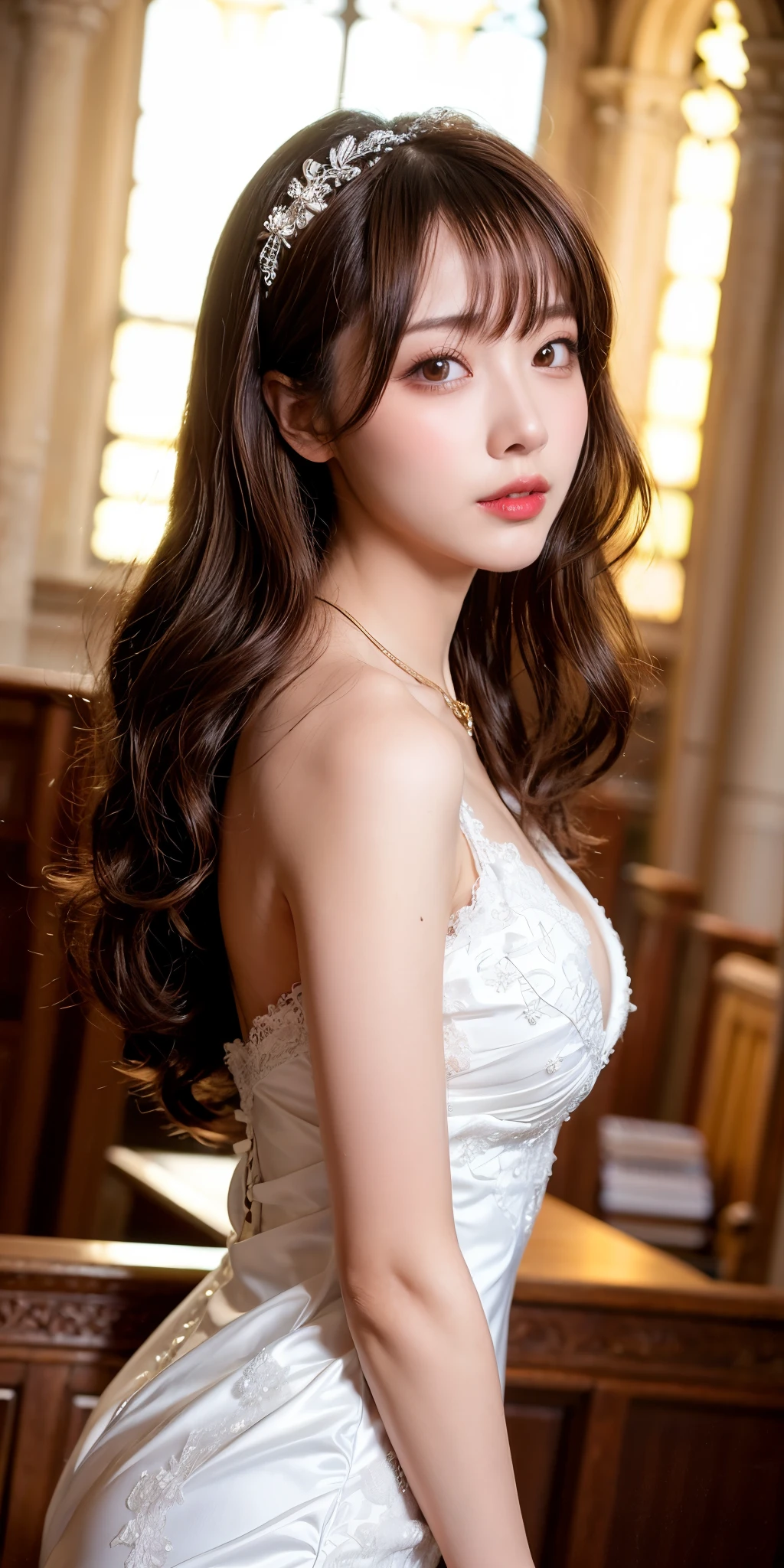 a woman with long hair wearing a white dress and earrings, ig model | artgerm, guweiz, pale milky white porcelain skin, asian girl with long hair, artwork in the style of guweiz, pale snow white skin, gorgeous chinese model, realistic. cheng yi, ruan jia and artgerm, trending at cgstation, like artgerm