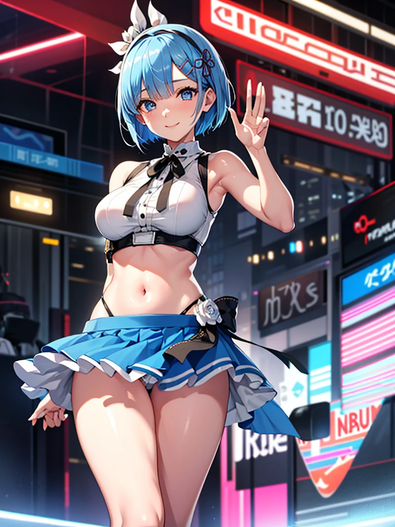 Rem, re zero,1girl, blue hair, short bob hair, blue eyes, detailed eyes, smile, skirt, red skirt, navel, white top, full height, perfect body, slender legs, medium breasts, shoes, cowgirl position
Night city, lights
car, car Nissan GTR, more_details:-1, more_details:0, more_details:0.5, more_details:1, more_details:1.5, add_detail:1, add_detail:0, add_detail:0.5,
