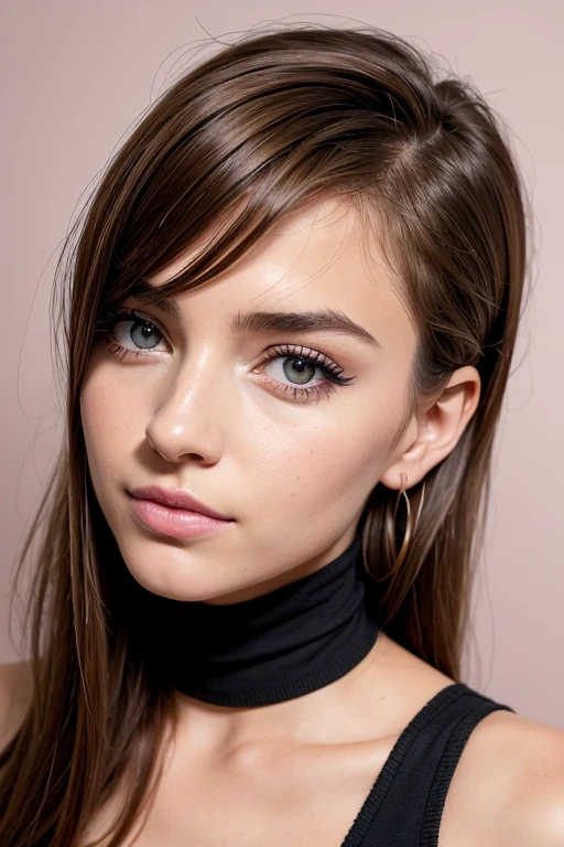 Belle fille, Marron_eyeeautiful mince adolescente de 18 ans, cheveux color [Brown highlights cheveux], [Pixie undercut] cheveux)), boucles d’oreilles, lèvres, Réaliste, taille étroite, charmant, pink lèvrestick, maquillage coloré, Cils longs, boucles d’oreilles, porter de l’eye-liner, peau claire, (mignon), (face détaillée), Yeux détaillés, Iris détaillé, corp magnifique, corps athlétique, abdominaux prononcés sur l&#39, pied ,à quatre patte 