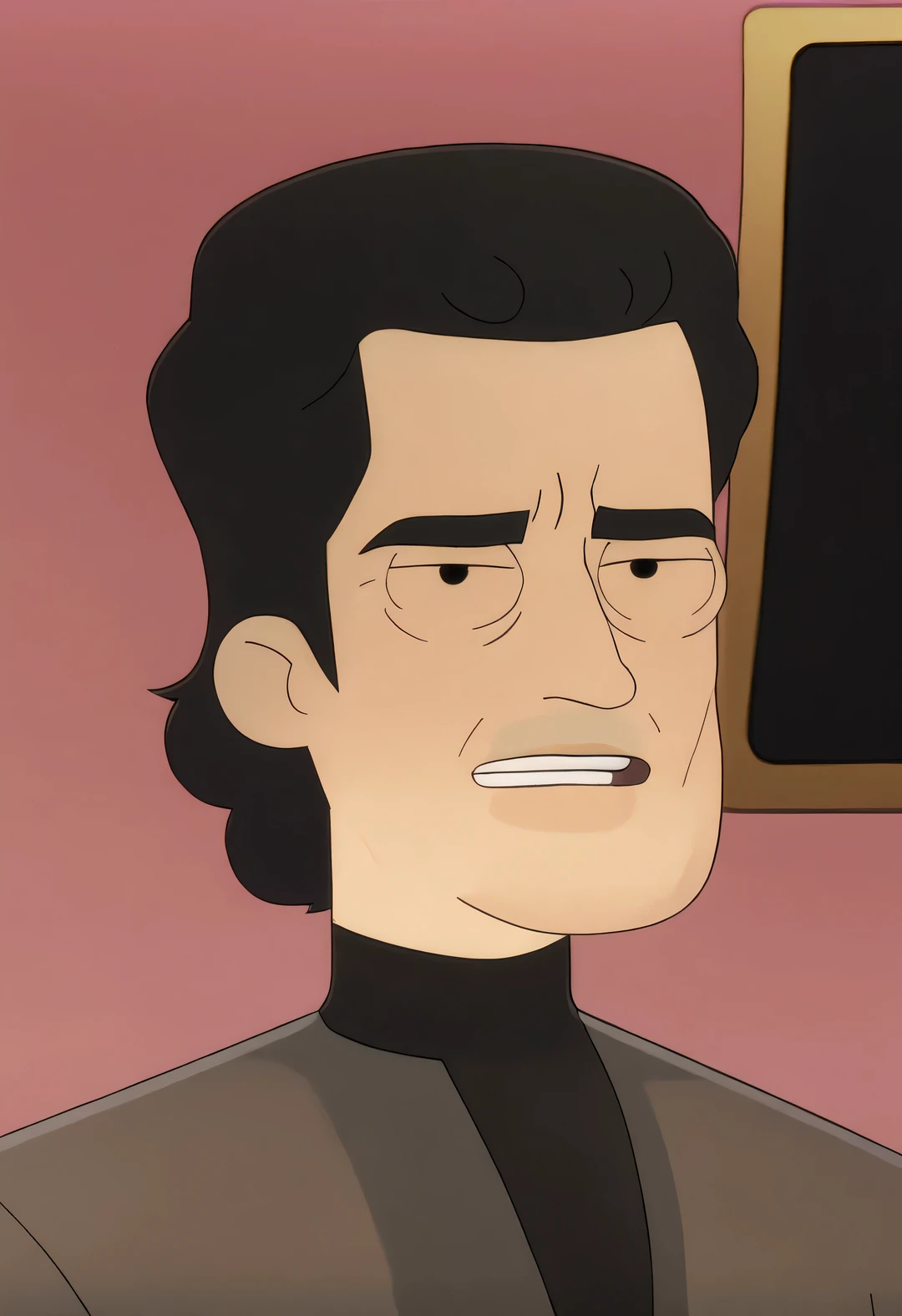 Portrait of a man with thick curly black hair, Transparent face