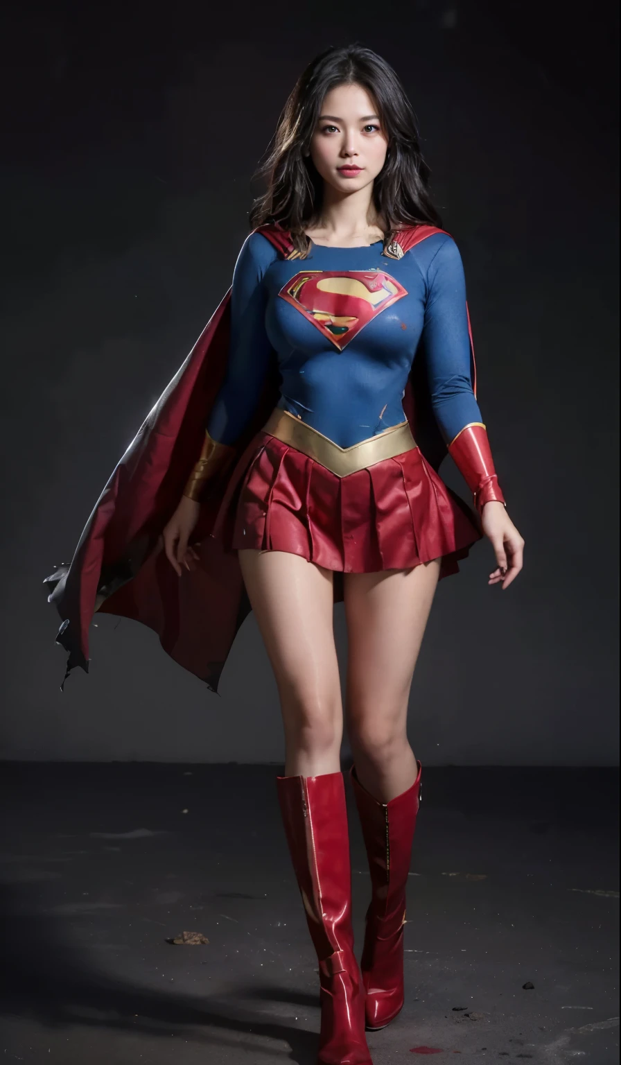 no background、(((Wear black tights on your beautiful legs.torn、Tattered、being destroyed)))、(((stretch your legs、tall、Legally express the beauty of your smile)))、((((Get the most out of your original images)))、(((supergirl costume、torn、Tattered、being destroyed)))、(((beautiful hair)))、(((I'm in pain)))、(((Legs must be worn with black tights)))、(((must wear red boots、being destroyed)))、((Highest image quality、8K))、((highest quality、8K、masterpiece:1.3))、(((keep background )))、clear focus:1.2、beautiful woman with perfect figure:1.4、Full of scars、bloody、full of blood、slender abs:1.2、wet body:1.5、Highly detailed face and skin texture、8K