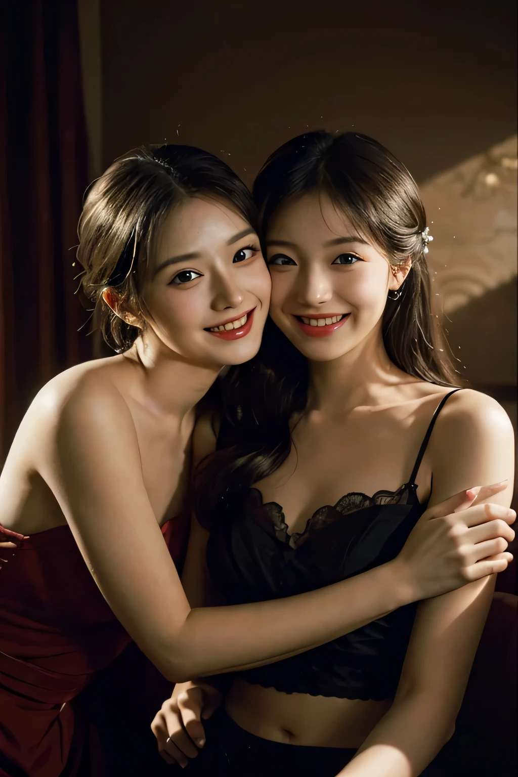 fruits,Grapes,Rosa,antique,A smile,,Sweet and seductive appearance.、Caravaggio's paintings、Chiaroscuro of Caravaggio,Two women frolicking,Cute smile, Expression of ecstasy