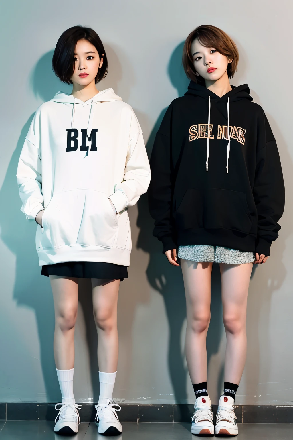 Short hair boyish hoodie short girls