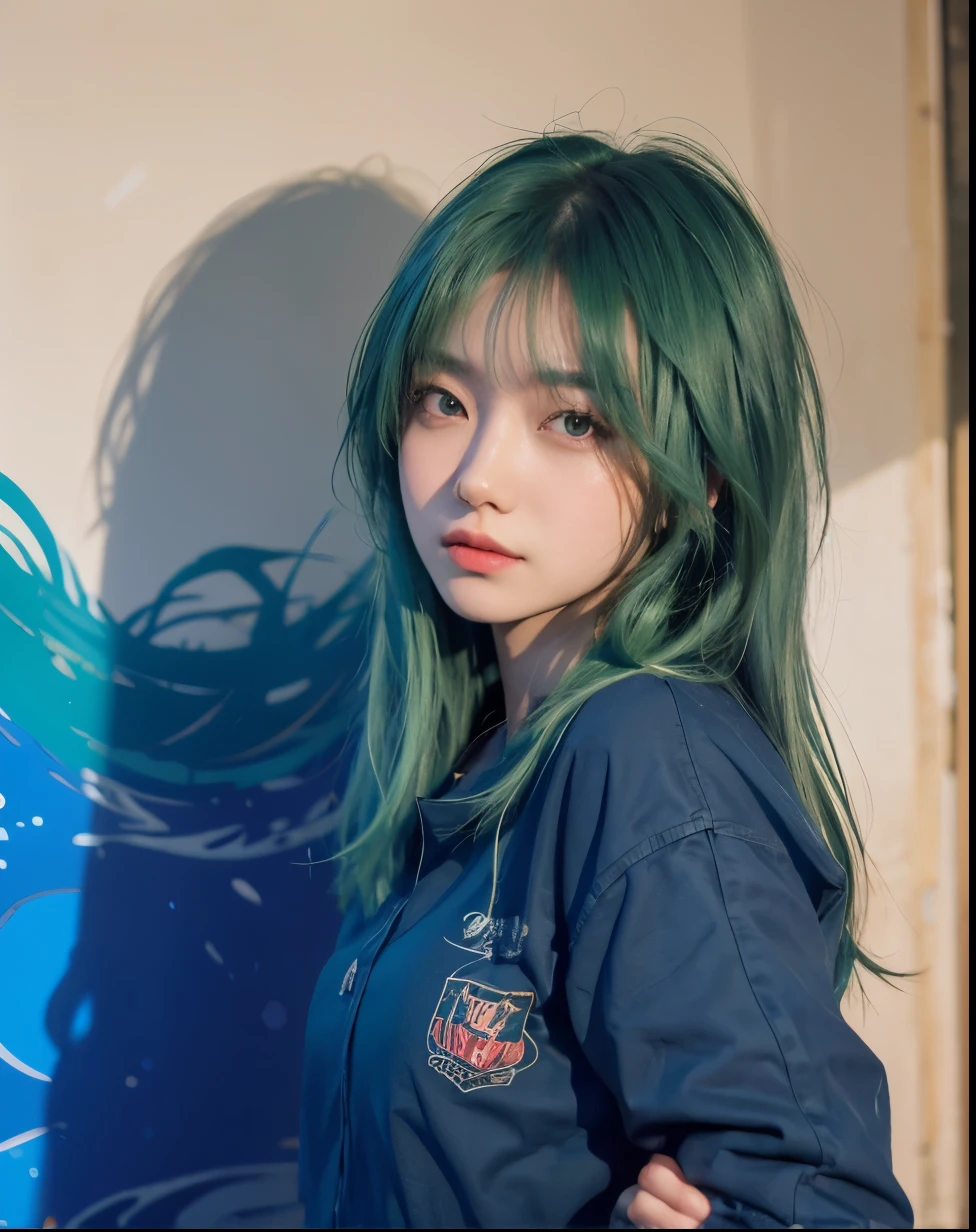 1girl, maki zenin,long hair, green hair, ultra detail, realistic, 70mm lens