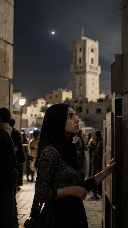 (Quality tags: masterpiece, ultra high res, illustration:1.3), an intricate illustration revealing the unrest among Palestinians in the heart of a bustling square, (moonlight revealing a tapestry of emotions:1.2), detailed portrayal of diverse faces expressing concern, (overcast sky reflecting the collective disquiet:1.1), an oppressive atmosphere in the heart of the community, (intricate details conveying realism of the scene:1.4), a palette of contrasting emotions, (subtle play of light and shadow capturing the complexity:1.2), an illustrative narrative of shared challenges, (dynamic composition portraying the animated square:1.2), a visual story revealing the intricate dynamics within the Palestinian community.