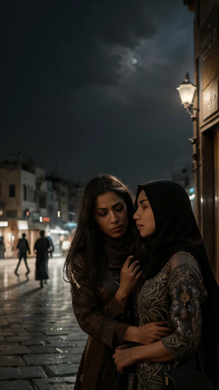(Quality tags: masterpiece, ultra high res, illustration:1.3), an intricate illustration revealing the unrest among Palestinians in the heart of a bustling square, (moonlight revealing a tapestry of emotions:1.2), detailed portrayal of diverse faces expressing concern, (overcast sky reflecting the collective disquiet:1.1), an oppressive atmosphere in the heart of the community, (intricate details conveying realism of the scene:1.4), a palette of contrasting emotions, (subtle play of light and shadow capturing the complexity:1.2), an illustrative narrative of shared challenges, (dynamic composition portraying the animated square:1.2), a visual story revealing the intricate dynamics within the Palestinian community.
