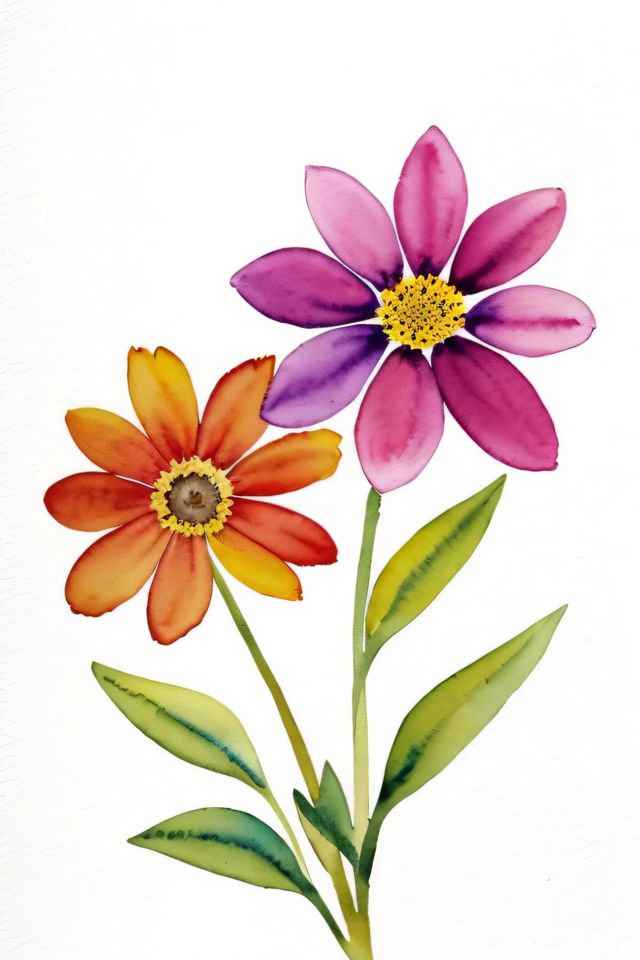 Wild Flowers Art, Watercolor Botanical