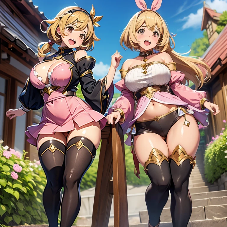 granblue fantasy,Grabble,djeeta,djeetaちゃん,mesugaki,Official Images,Official illustration,black knee high socks,pink clothes,,thighs thighs thighs,djeeta,laughter,blonde,むちむちthighs thighs thighs,