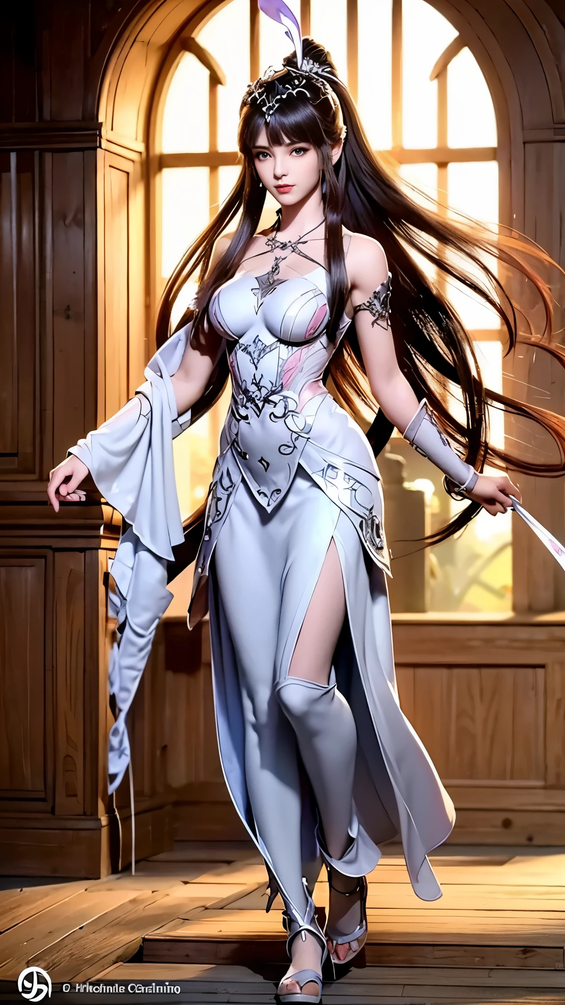 Close-up of a woman in a silver blue dress, Cheng Weipan Art Station, Xiuxian Technology Sense, detailed fantasy art, Stunning character art, Epic and beautiful character art, beautiful armor, Extremely detailed artistic sprouts, Detailed digital animation art, Art site Pixiv on Artgerm, Armor girl, Exquisite and intricate headdresses and jewelry,Big breasts,big breasts,expose breast,huge breast,Full body display,Full body display,