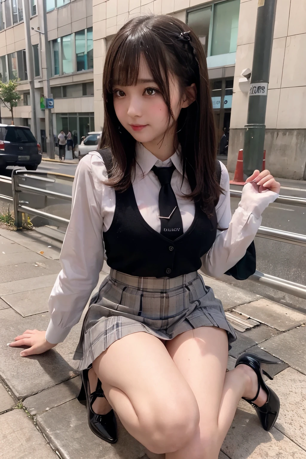 1 girl, high heels shoes, (the pubic area is visible), ((dripping menstrual blood)), cabelo cinza, seios grandes, pernas abertas,