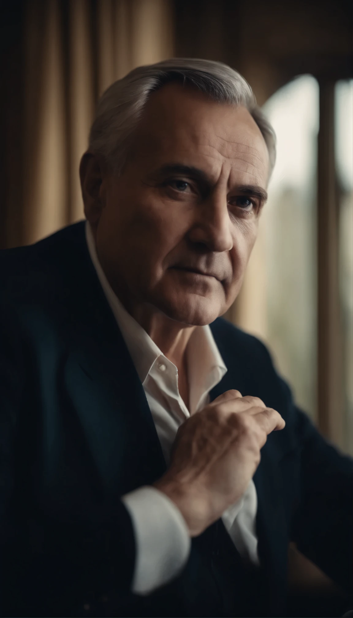 Portrait of important person age 50 years, classic looking, wealthy life