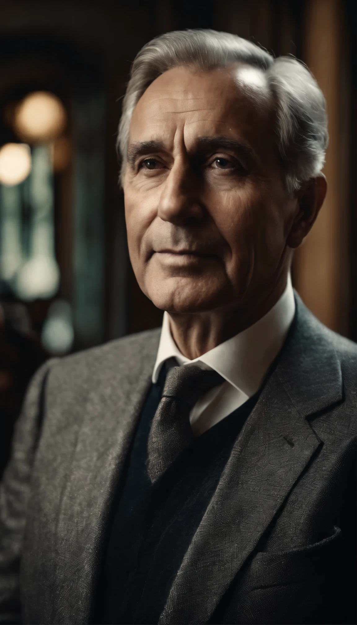 Portrait of important person age 50 years, classic looking, wealthy life