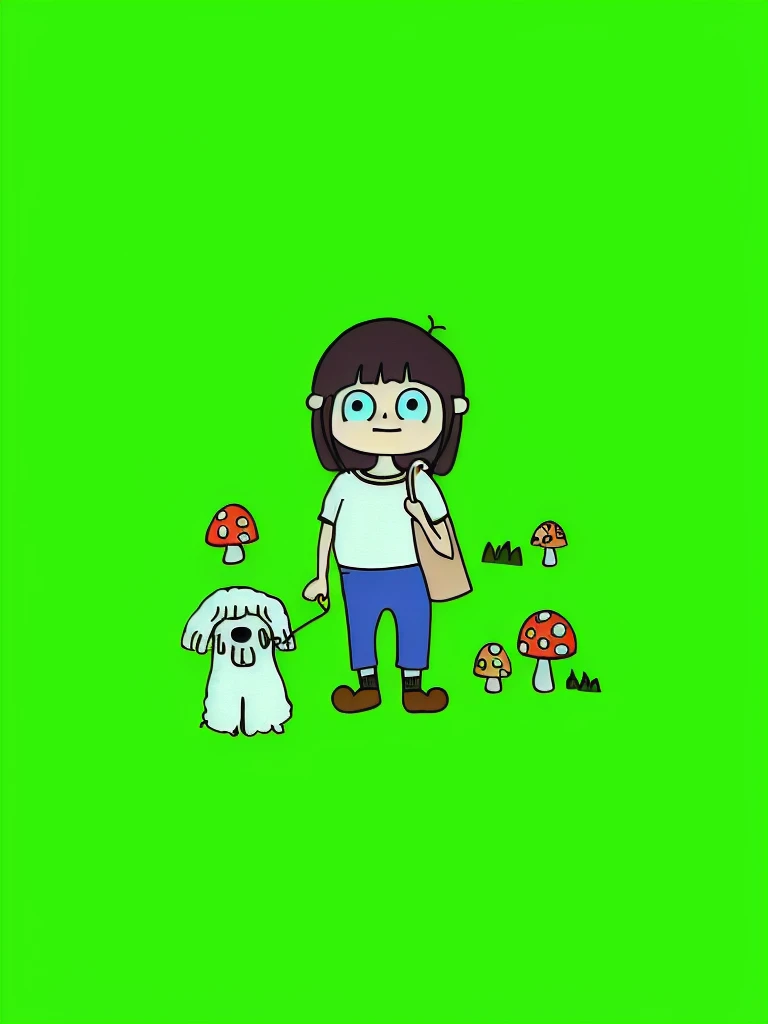 girl mushroom dog city the way Nice weather cute