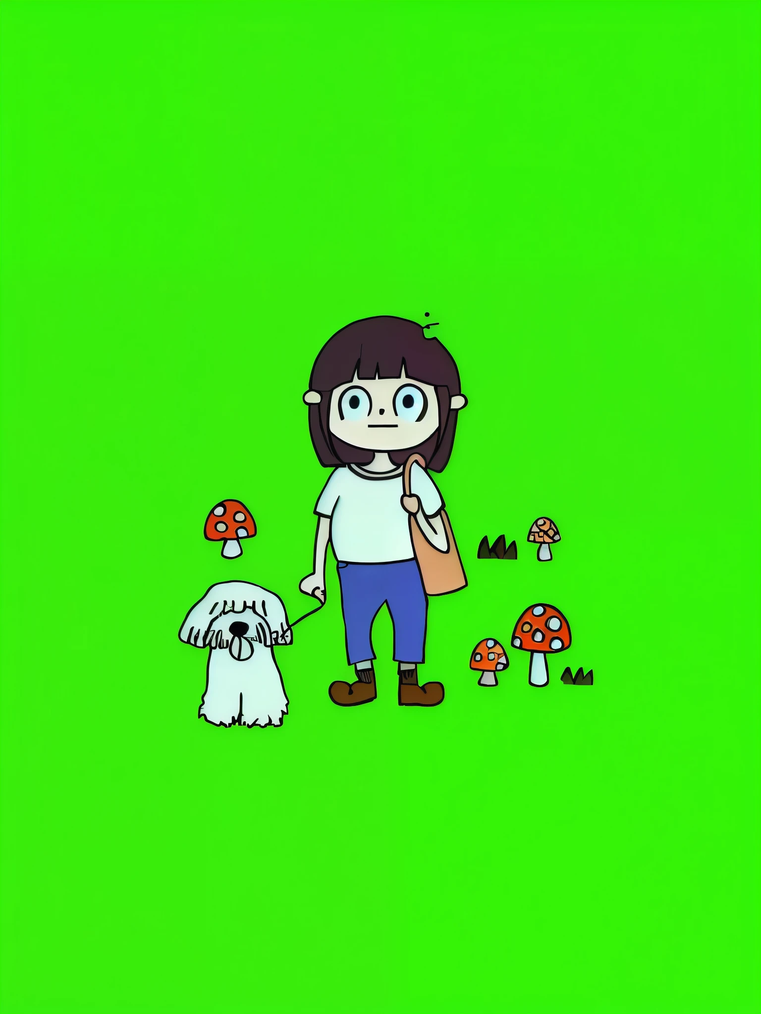 girl　mushroom　dog　city　the way　Nice weather　cute