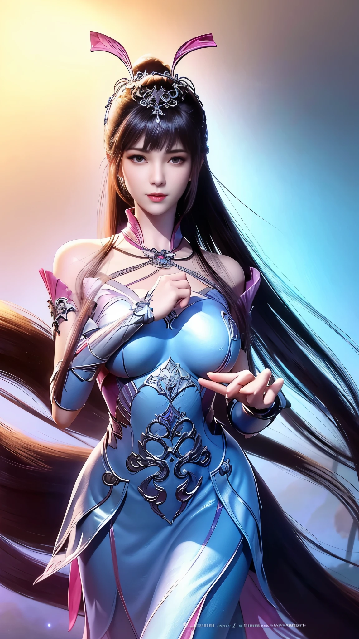 Close-up of a woman in a silver blue dress, Cheng Weipan Art Station, Xiuxian Technology Sense, detailed fantasy art, Stunning character art, Epic and beautiful character art, beautiful armor, Extremely detailed artistic sprouts, Detailed digital animation art, Art site Pixiv on Artgerm, Armor girl, Exquisite and intricate headdresses and jewelry，Big breasts，big breasts，expose breast,huge breast,Full body display，Full body display，expose breast,huge breast,expose breast,huge breast,expose breast,huge breast,expose breast,huge breast,