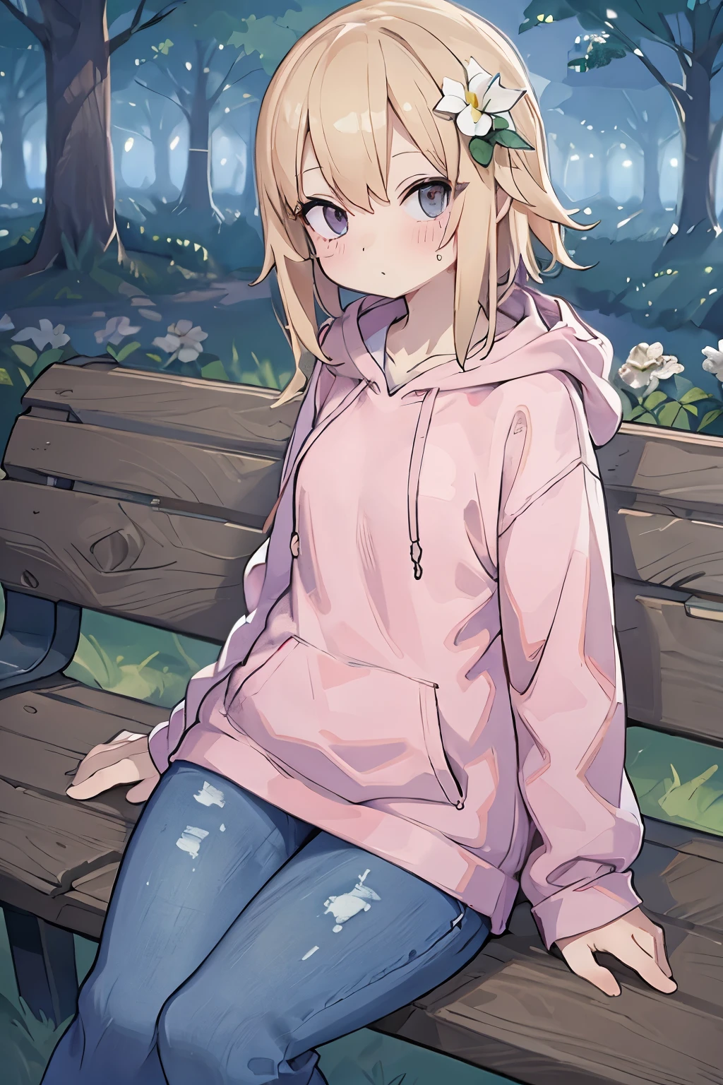 a pink hoodie