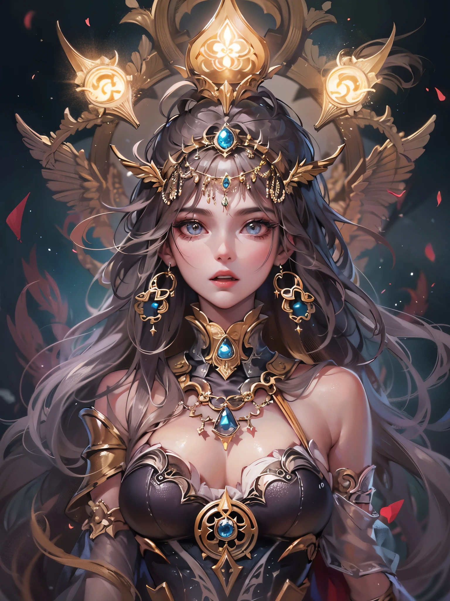 ((highest quality)),(ultra high resolution),(Super detailed),(detailed description),((best CG)),(best work of art),super precision art,great drawing art,(Fantasy art with precise details:1.5), (1 woman:1.6),witch:1.6,(beautiful and well-shaped face:1.5)),(glamorous body:1.6),amulet:1.6,earrings:1.3,bracelet:1.5,Luminous magic circle:1.6, explosion:1.7,lightning:1.4,Torn night sky:1.7