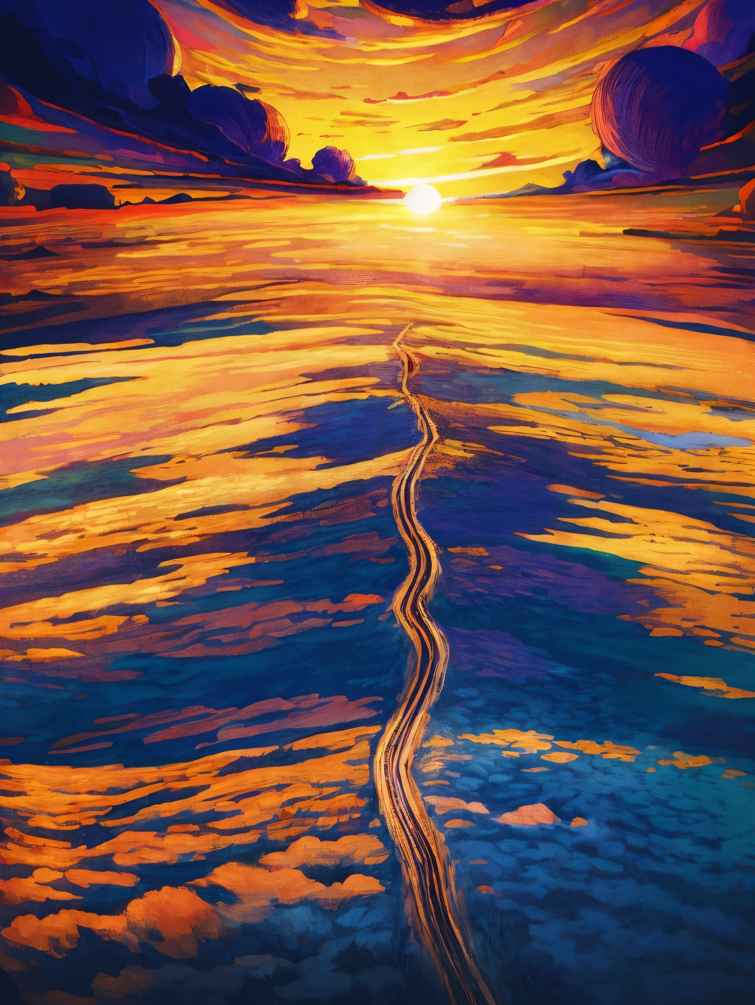 The image depicts a breathtaking otherworldly scenery that nothing short of magical. It appears to be taken from high above the clouds, as the viewer presented with a stunning panoramic view of the vast expanse of the sky. The stars twinkle and glimmer, creating a mesmerizing spectacle that truly awe-inspiring. A colorful rainbow also visible in the distance, adding a pop of vibrant hues to the otherwise serene and tranquil atmosphere. The sun shines brightly, casting a warm and welcoming glow over the entire scene. Overall, this image a symphony of colors, light, and beauty that transports the viewer to another world entirely.
