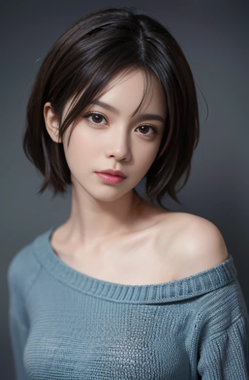 (soft light)), (whole body), (masterpiece:1.3), (8K, realistic, RAW photo, highest quality: 1.4), (1 girl), beautiful face, (realistic face), (black hair, short hair:1.3), beautiful hairstyle, realistic eyes, beautiful and fine eyes, (realistic skin), beautiful skin, (sweater), disorganized, Charm, ultra high resolution, surreal, very detailed, golden ratio, model pose