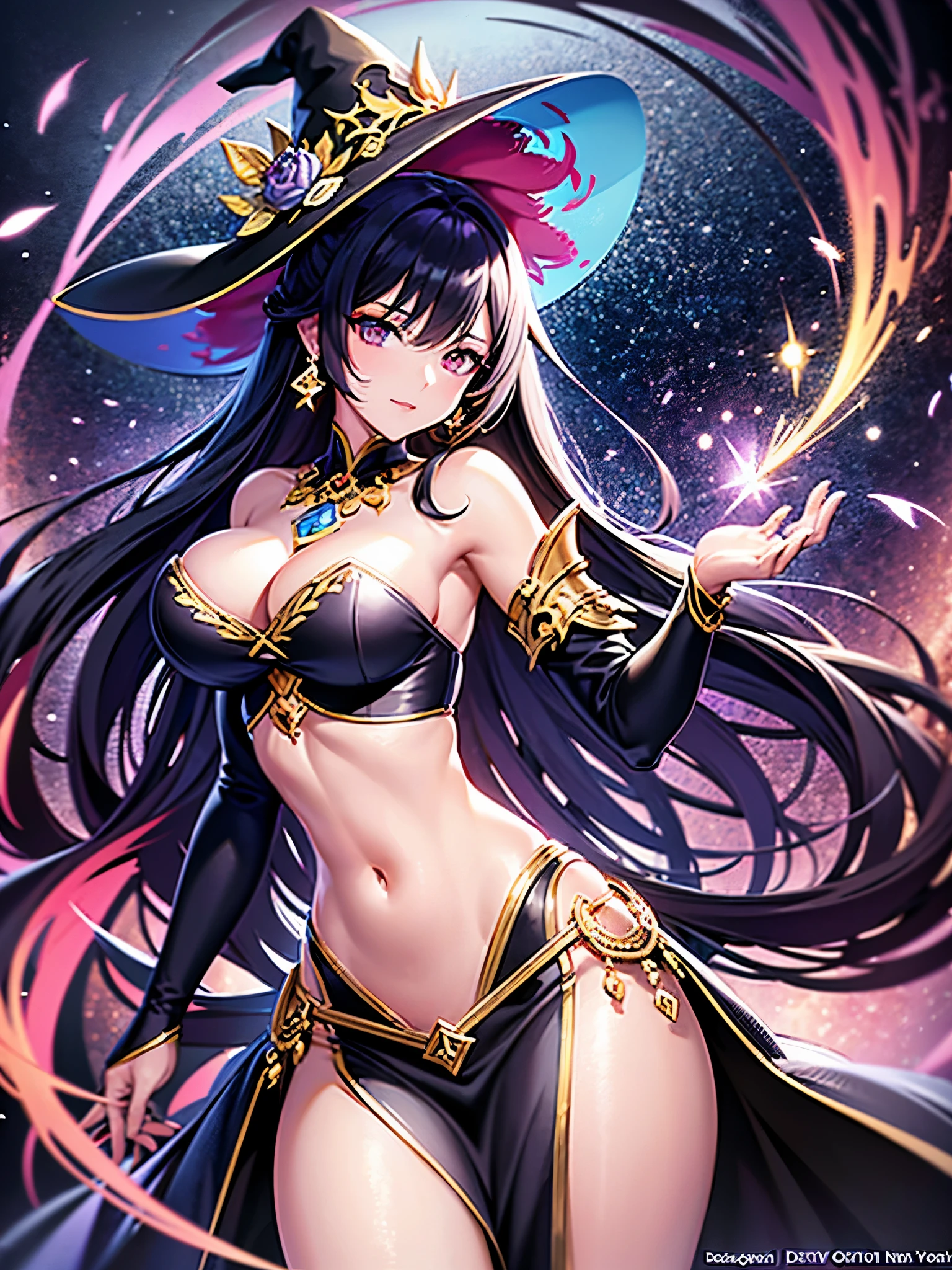 ((highest quality)),(ultra high resolution),(Super detailed),(detailed description),((best CG)),(best work of art),super precision art,great drawing art,(Fantasy art with precise details:1.5), (1 woman:1.6),witch:1.6,(beautiful and well-shaped face:1.5)),(glamorous body:1.6),amulet:1.6,earrings:1.3,bracelet:1.5,Long skirt with slits:1.7,magic circle:1.6, explosion:1.7,lightning:1.4,Torn night sky:1.7