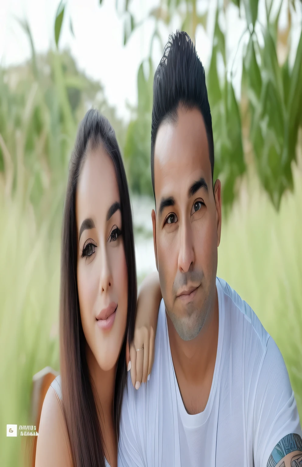 there is a man and a woman that are posing for a picture, imagem de perfil, casas de retrato, Retrato de duas pessoas, happy casal, beautiful scenery, casal portrait, Karla Ortiz, arte mista, pó Nándor Katona, Christian Orrillo, foto de retrato, casal, Postagem no Reddit, postagem no instagram, taken at the beginning of 2020