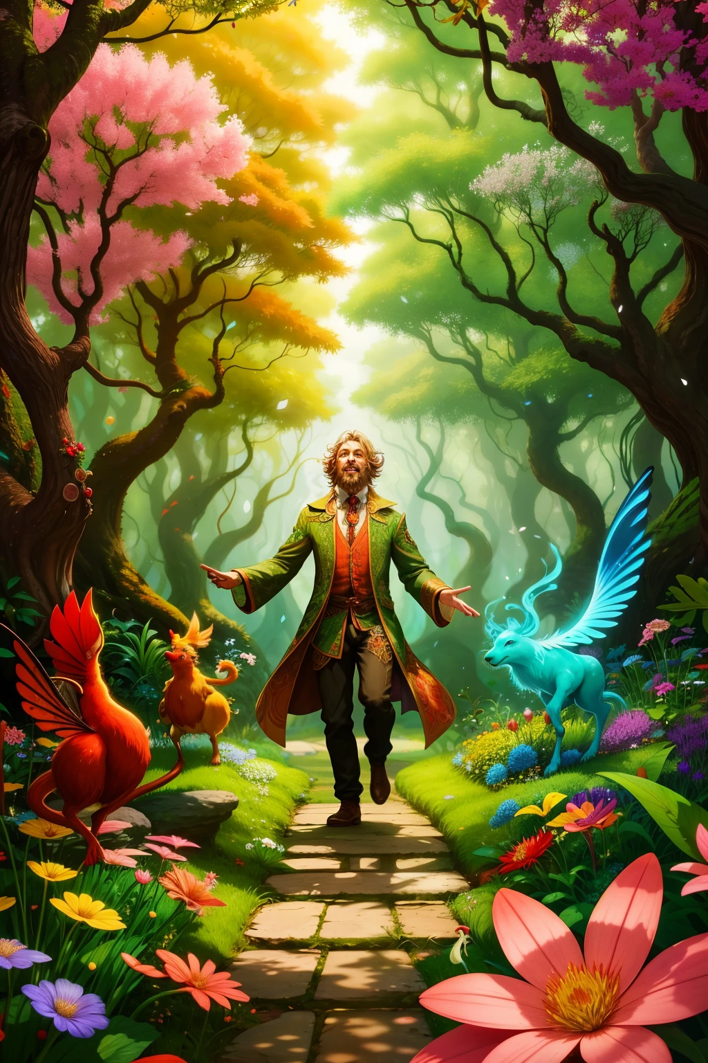 Upon entering the enchanted garden, Alex was greeted by a vivacious scene of talking animals and magical plants swaying in the gentle breeze. The rustle of leaves intermingled with the soft chatter of creatures, creating a harmonious symphony of sounds. The air was filled with the intoxicating fragrance of enchanted blooms, a heady mix of sweet and earthy scents that tickled his senses. Each inhalation brought a renewed sense of wonder and excitement.

The wizard, with a twinkle in his eye, beckoned Alex closer and explained the unfortunate turn of events. An evil sorceress, coveting the Garden of Wonders' radiant beauty, had