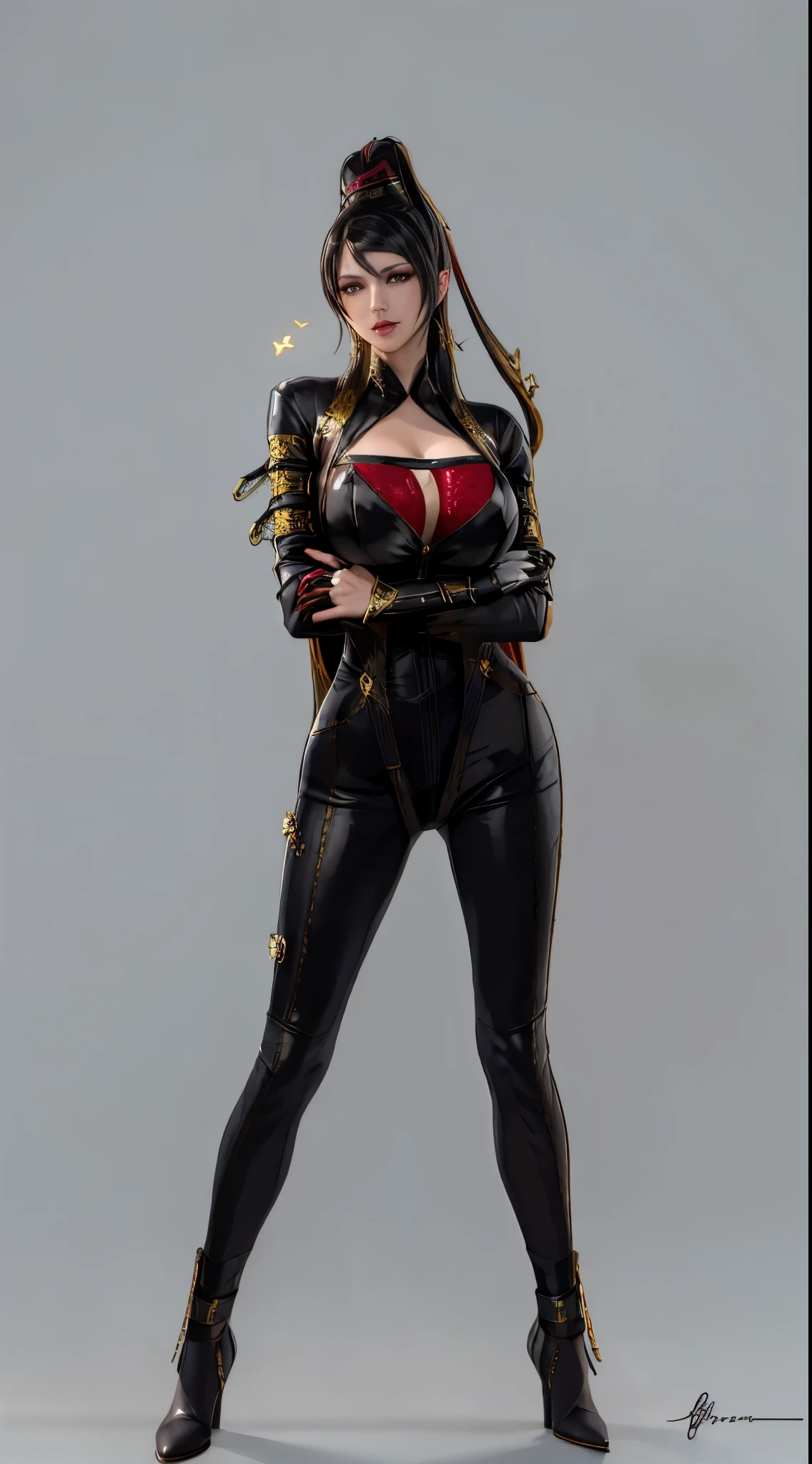 There is a woman in black and gold clothing posing, seductive Tifa lockhart portrait, portrait of Tifa lockhart, Tifa lockhart portrait, Tifa lockhart, Tifa, Characters in The King of Fighters, Tifa lockheart, glamorous Tifa lockheart, Tifa lockhart with white hair, As a character in Tekken, katana zero video game character