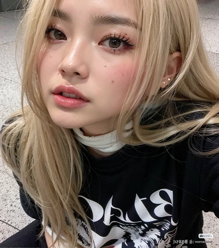 a CLose up of a person with long hair and a black shirt, parque roseanne de blackpink, jossi de blackpink, Lalisa Manoban de Blackpink, cara adorable coreana pálida, portrait of jossi de blackpink, Lalisa Manobal, ulzzang, muchacha coreana, jennie rosa negro, bbwchan, jaeyeon nam, CL, heonhwa choe, rosé blackpink