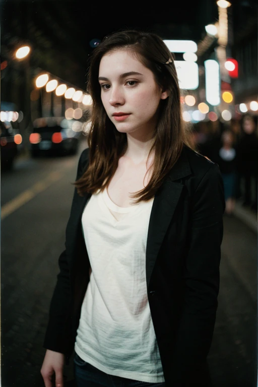 polaroid photo, night photo, photo of 24 y.o beautiful woman, pale skin, bokeh, motion blur