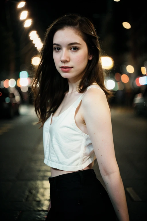 polaroid photo, night photo, photo of 24 y.o beautiful woman, pale skin, bokeh, motion blur