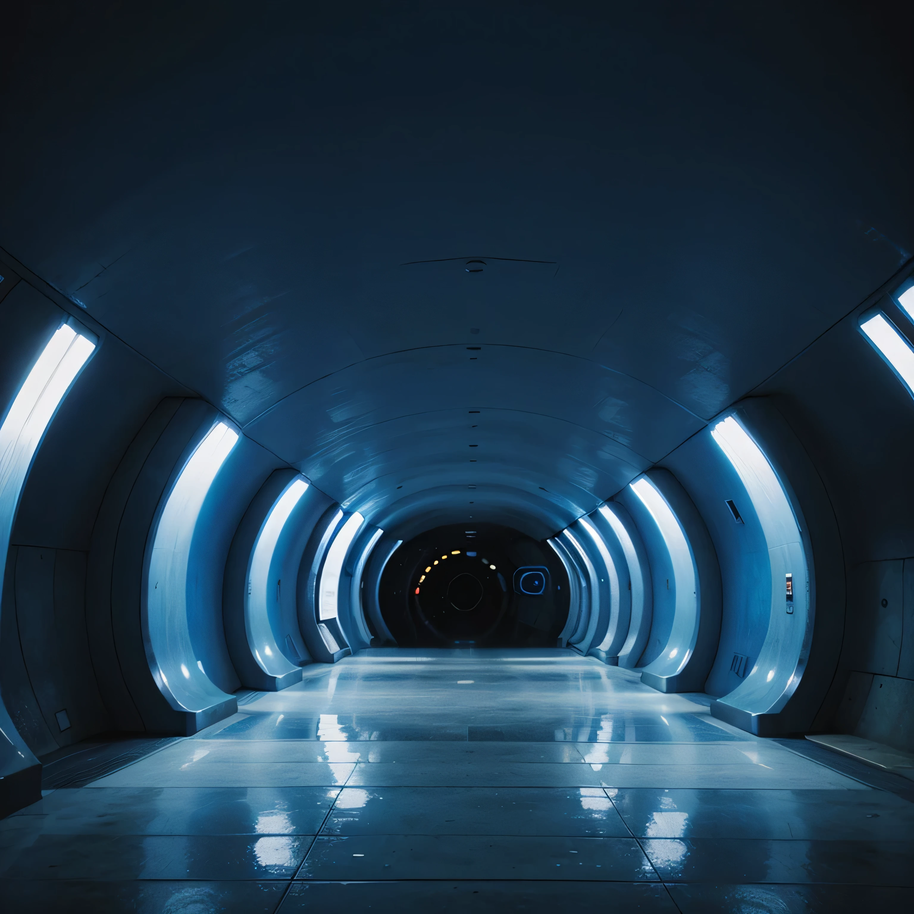 A cibernetic abstract futuristic blue tunnel background
