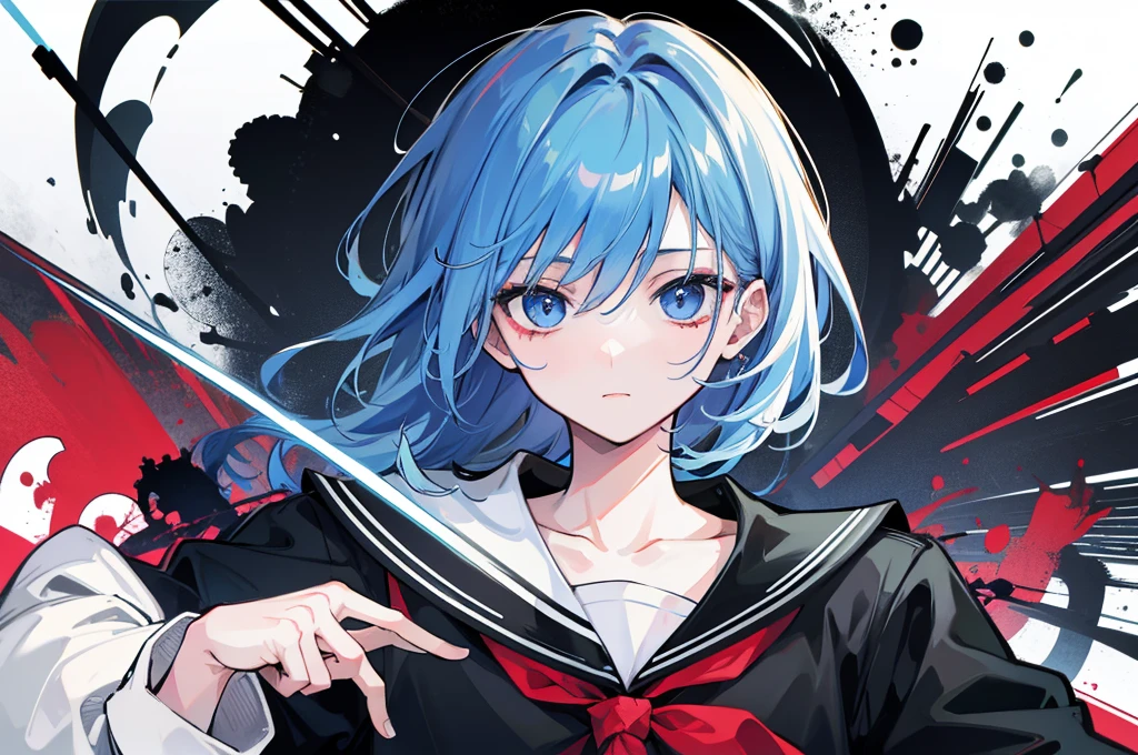 1 guy,zombie, One,(whole body:1.1),
school uniform,black hip-high shelf:1.2),
(Highest image quality),Colorful,(masterpiece:1.5),ultra high resolution,Best quality,extremely detailed wallpaper,(complex part),detailed light, light-blue hair,