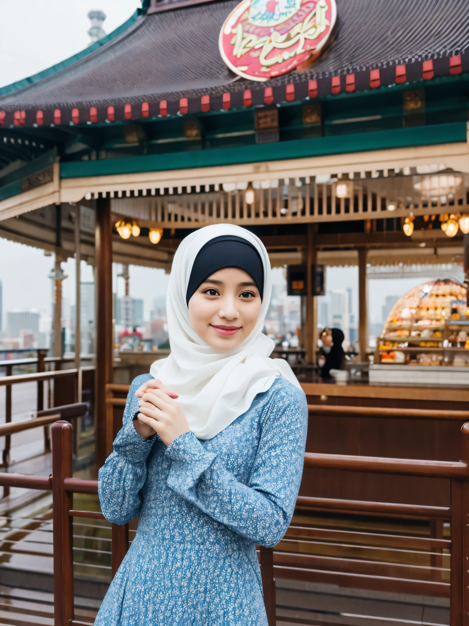 hijab, dress, Tokyo tower